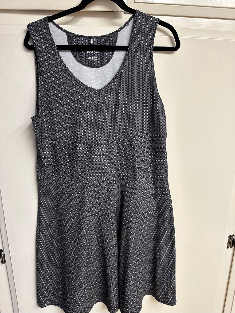 Prana Black & White Sleeveless Fit-and-Flare Mini Dress